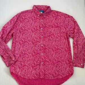 Fresh Produce Pink Paisley Cotton Long Sleeve Button Down Top Medium